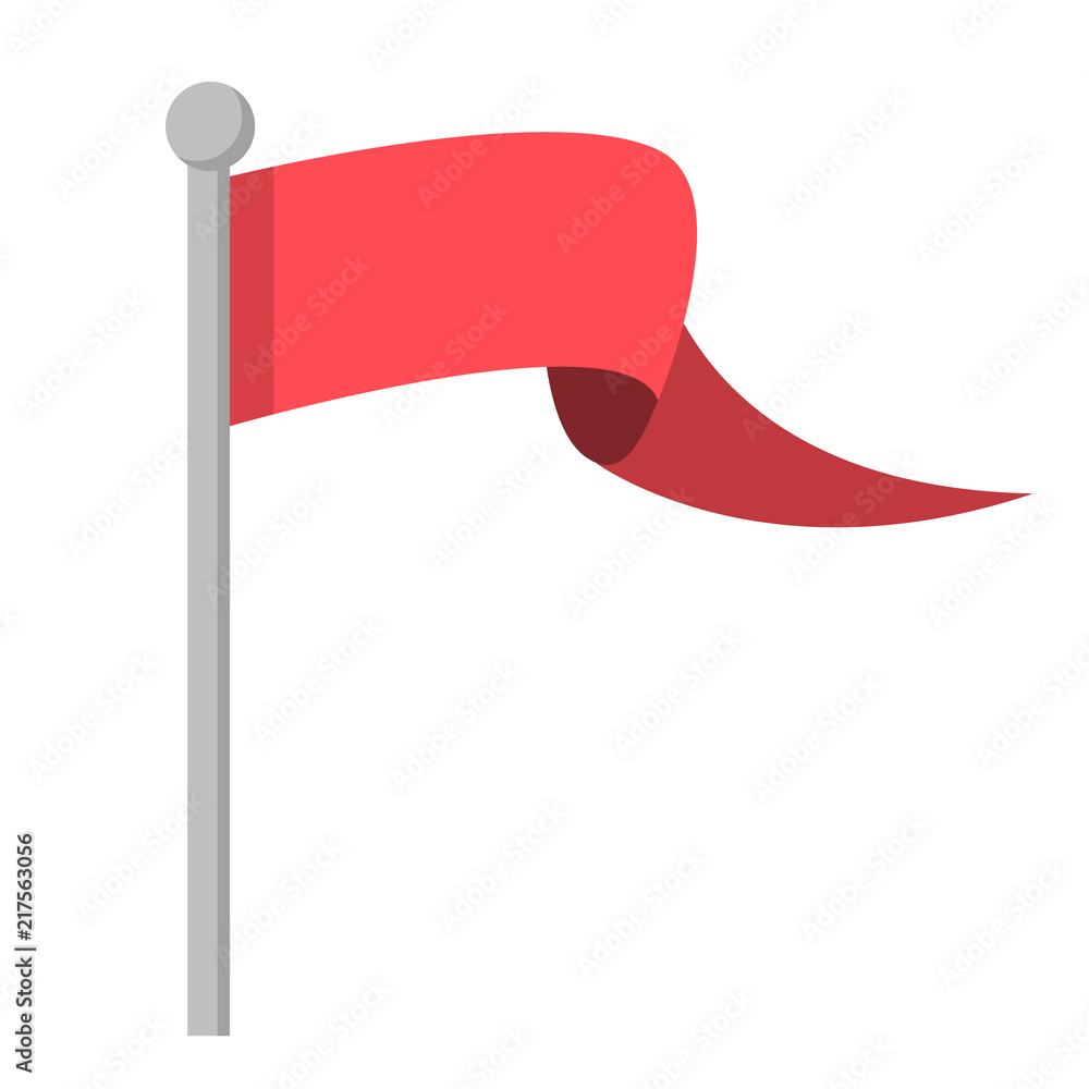 Rote Flagge Fahne isoliert auf weißem Hintergrund Flat Design Icon Stock  Vector