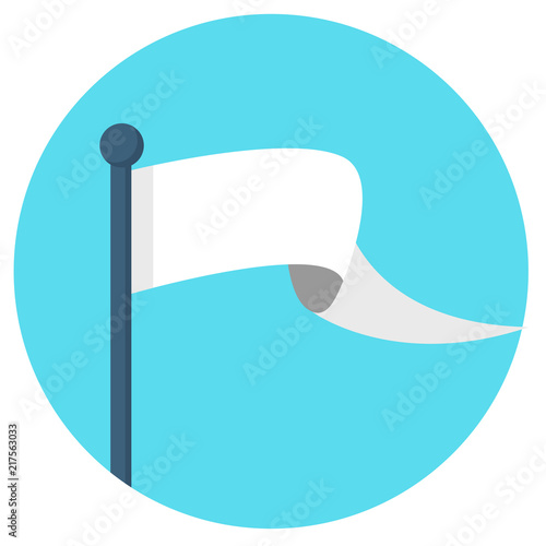 Weiße Flagge Fahne auf blauem Hintergrund Flat Design Icon