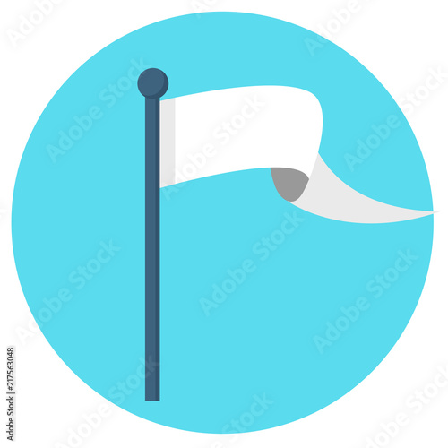 Weiße Flagge Fahne auf blauem Hintergrund Flat Design Icon