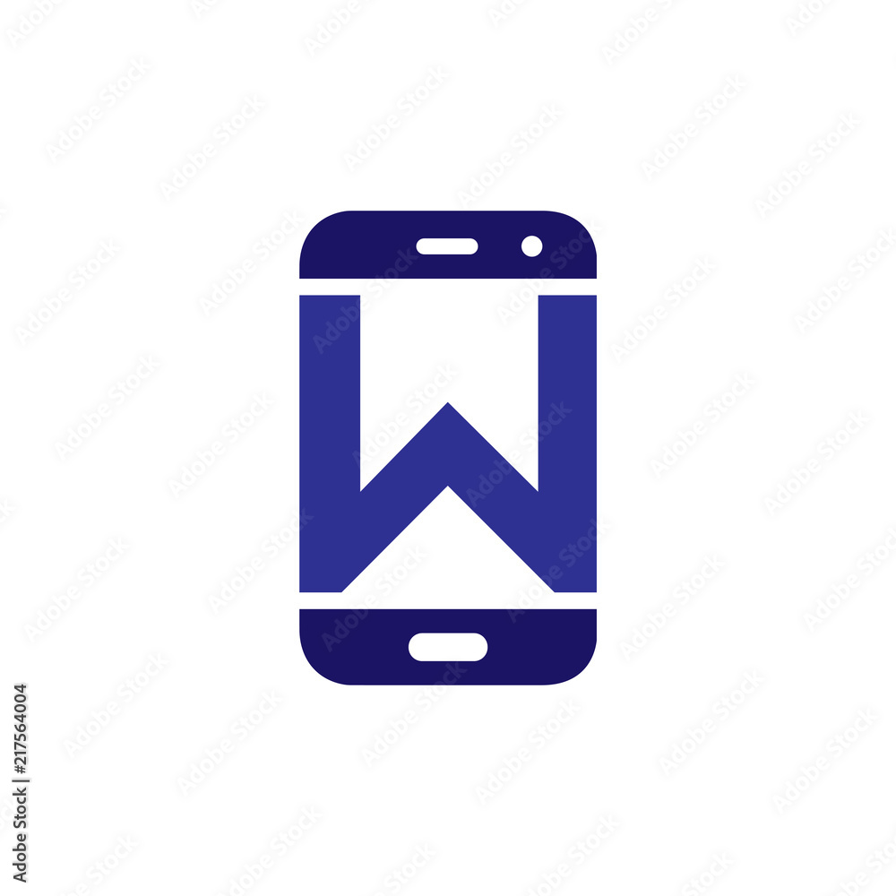 W Initial letter with Smart phone logo icon vector W Initial letter with Smart phone logo icon vector