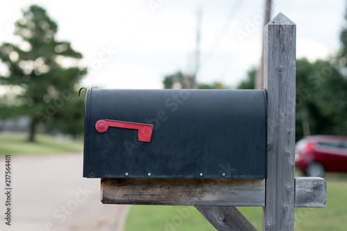 Mailbox with flag down