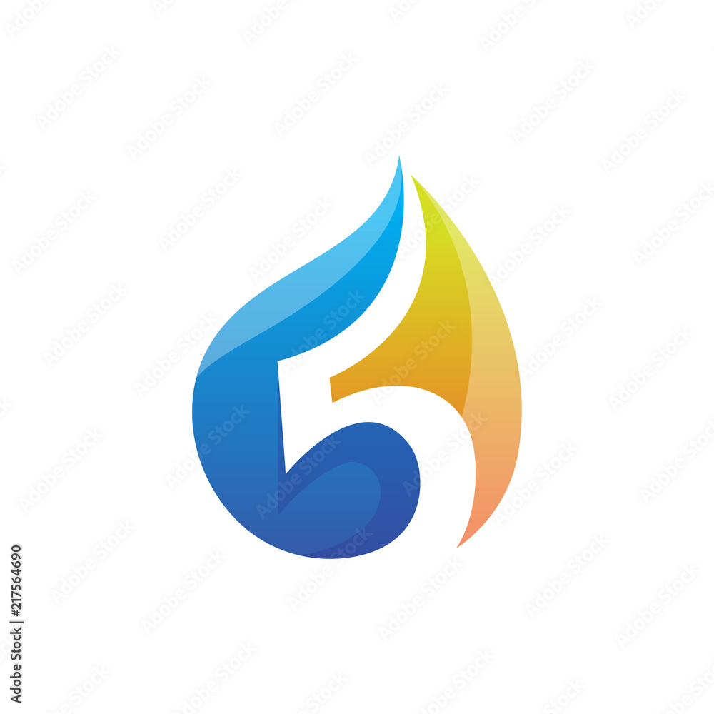 Five with water droplet gas industry logo icon vector Five with water droplet gas industry logo icon vector