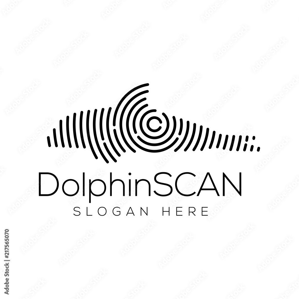 Naklejka premium Dolphin Scan Technology Logo vector Element. Animal Technology Logo Template