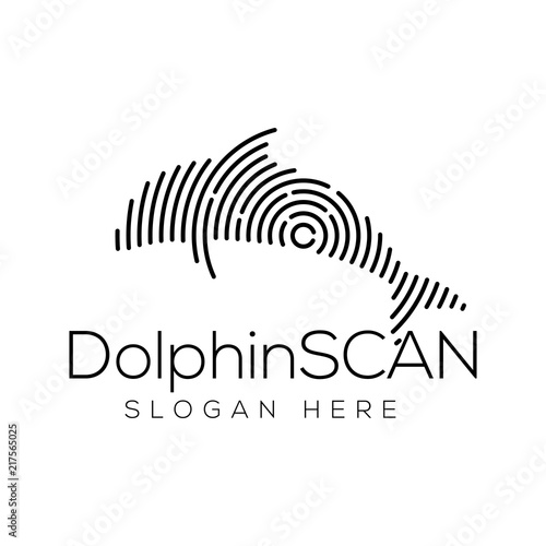 Dolphin Scan Technology Logo vector Element. Animal Technology Logo Template