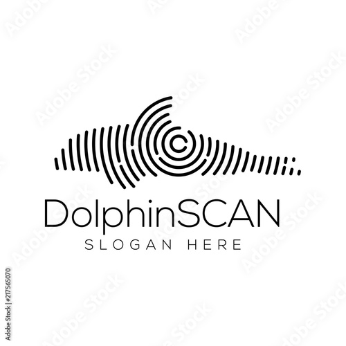 Dolphin Scan Technology Logo vector Element. Animal Technology Logo Template