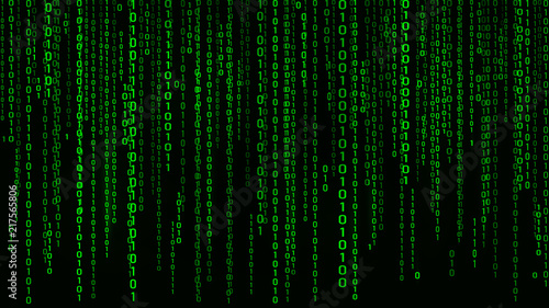Digital background green matrix. Binary computer code. Vector Illustration. Hacker concept. photo