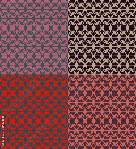 Set of seamless geometric patterns. Turkish ethnic style. 