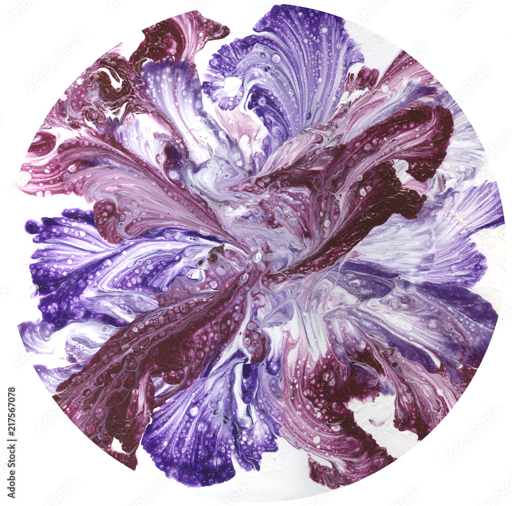 Obraz premium Abstract art, Abstract painting, abstract texture, color circle on white background, sphere on white background, flower on white background, blank for postcard, liquid acrylic, fluid art, abstraction,