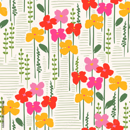 Floral abstract seamless pattern. Vector design for different surfases.