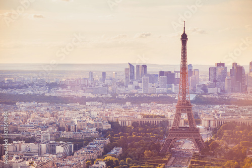 Paris Eiffel Tower beautiful panoramic view, travel to Europe, tourism in France, summer sunny cityscape © Song_about_summer