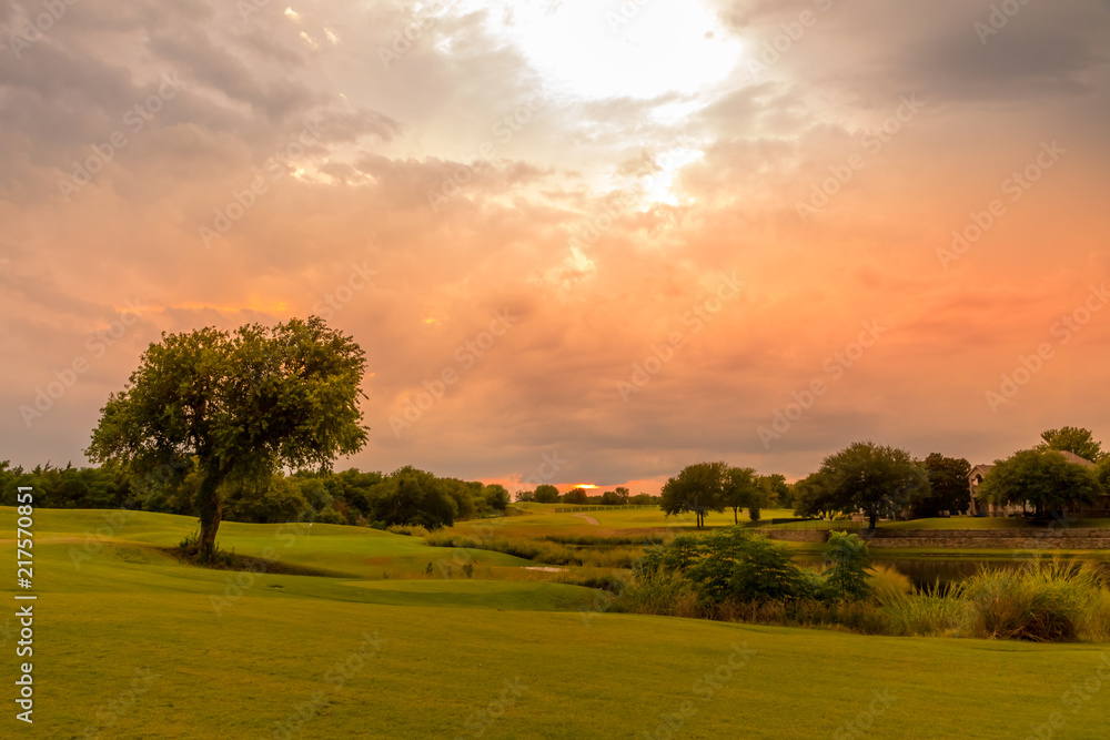 Golf course at sunset Golf course at sunset