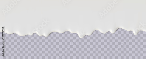 Yogurt or Milk flowing down, Dripping paint, isolated vector background.