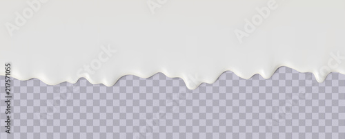 Yogurt or Milk flowing down, Dripping paint, isolated vector background.