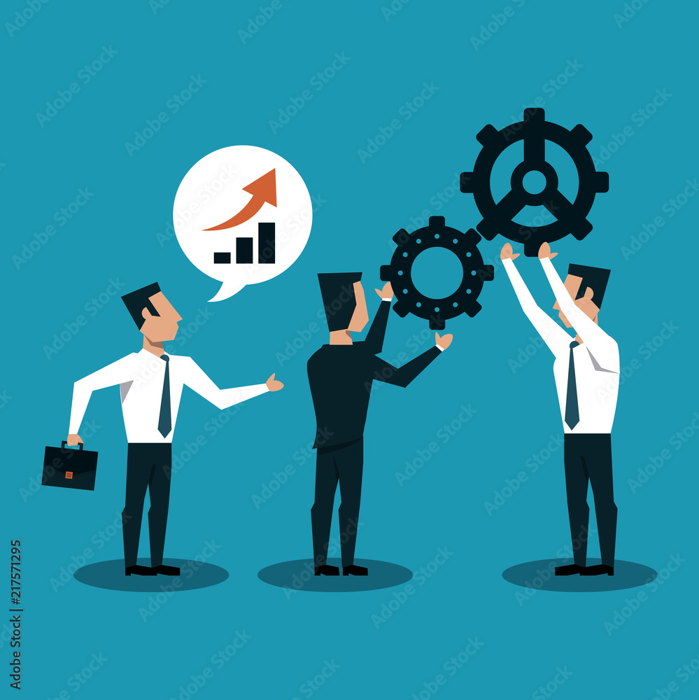 Businessmens working with gears cartoons vector illustration graphic design Businessmens working with gears cartoons vector illustration graphic design