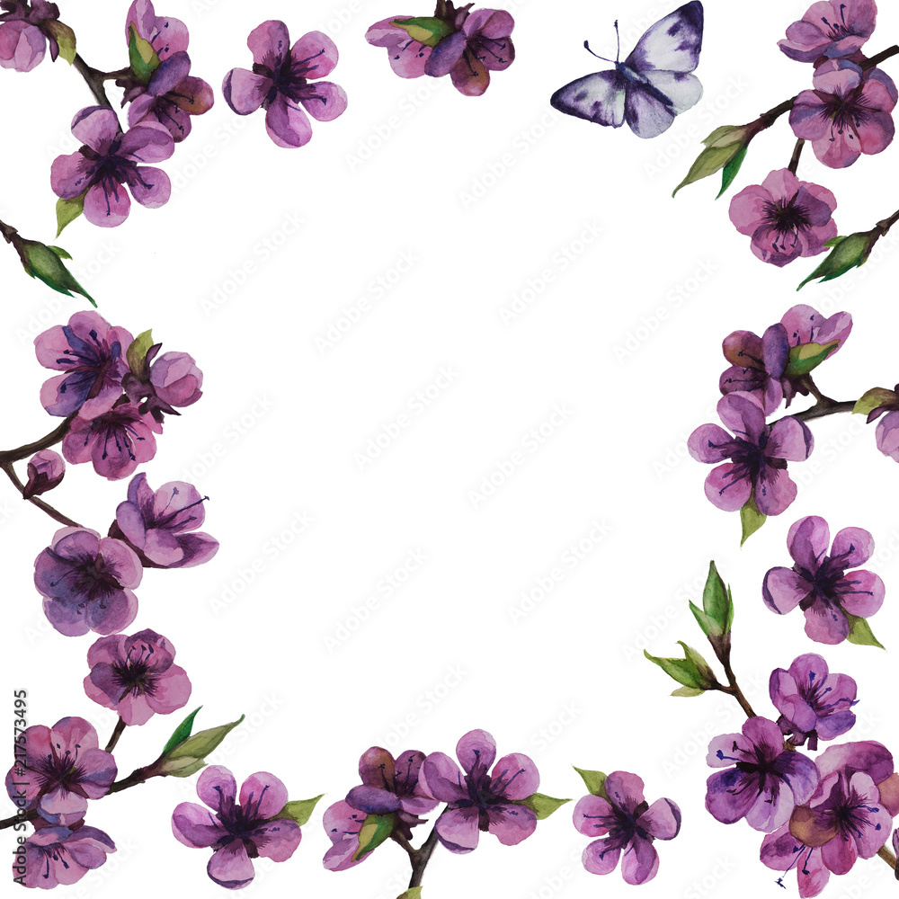 floral frame awesome sakura collection of spring flowers watercolor floral frame awesome sakura collection of spring flowers watercolor