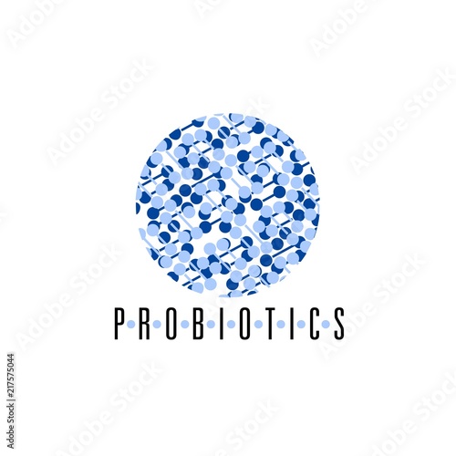 Probiotics logo. Bacteria logo. Concept of healthy nutrition ingredient for therapeutic purposes. Simple flat style trend modern logotype graphic design isolated