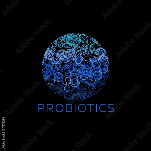 Probiotics logo. Bacteria logo. Concept of healthy nutrition ingredient for therapeutic purposes. Simple flat style trend modern logotype graphic design isolated