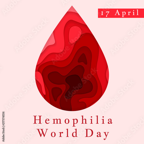 Hemophilia World Day Poster. Emblem medical sign for 17 april. World blood donor day. Vector illustration