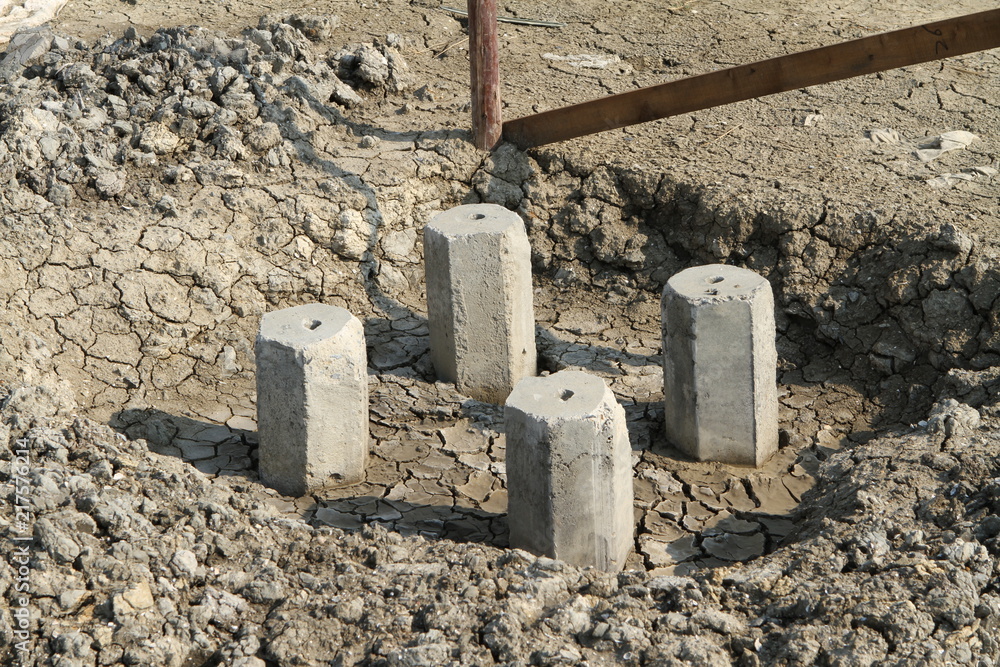 Building foundation base under construction Building foundation base under construction