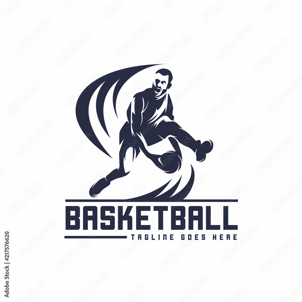 Basketball or Jump sport Logo Vector Design, Silhouette Illustration Logo
