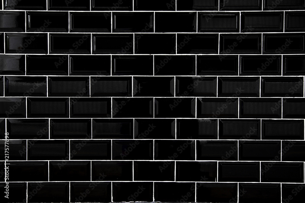 Black ceramic tiles, Wallpaper and background concept. Stock Photo