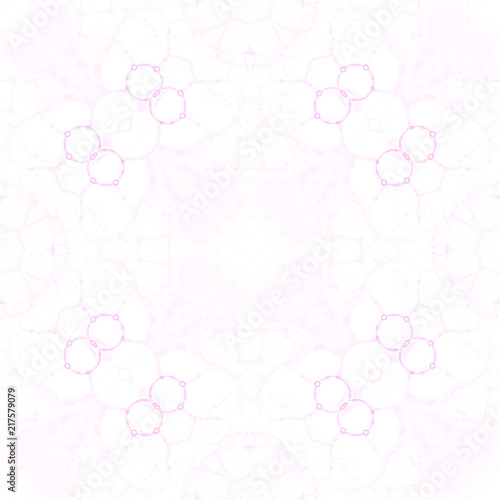 Pink seamless pattern. Appealing delicate soap bubbles. Lace hand drawn textile ornament. Kaleidosco