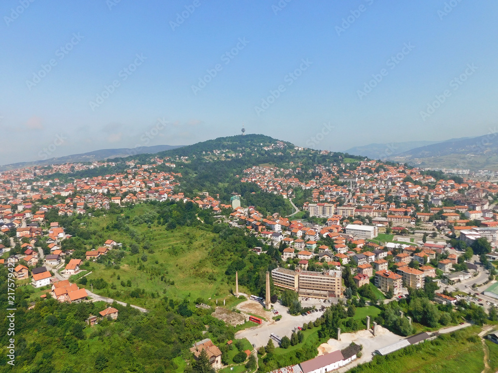 View of Sarajevo from above, the capital of Bosnia and Herzegovina