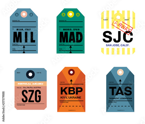milan madrid san jose kiyv tashkent salzburg baggage tag