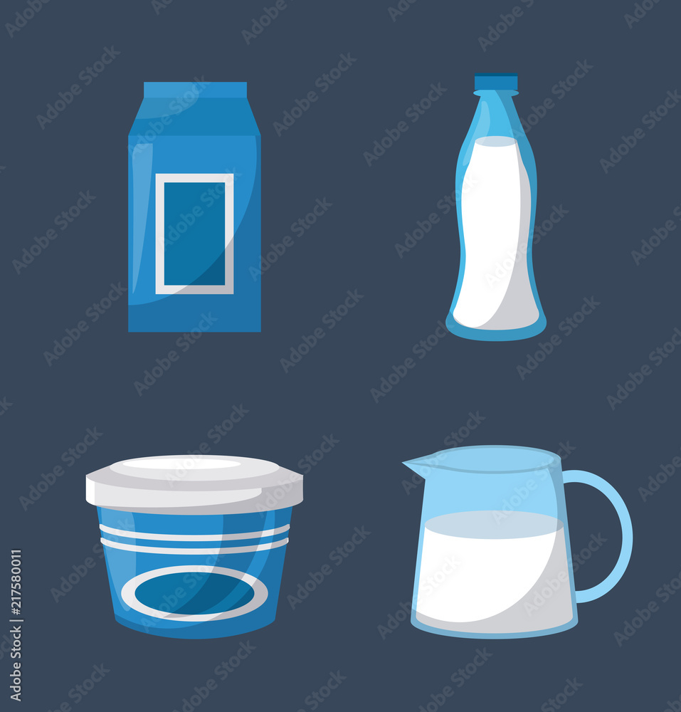 Set of dairy products collection vector illustration graphic design Set of dairy products collection vector illustration graphic design