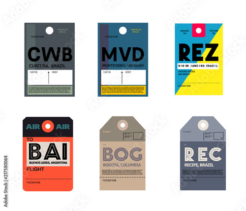 curitiba montevideo rio de janeiro buenos aires bogota recife baggage tag