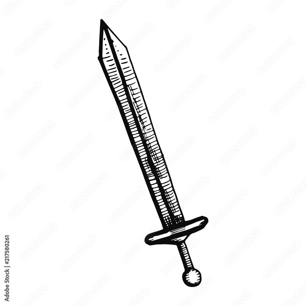 sword ancient object. isolated sketch