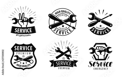 service, repair set of logos or labels. maintenance work icon. vector illustration