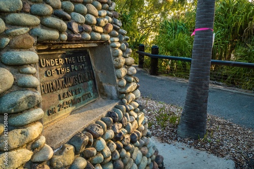 Captain Cook monument and plaque in seventeen seventy photo