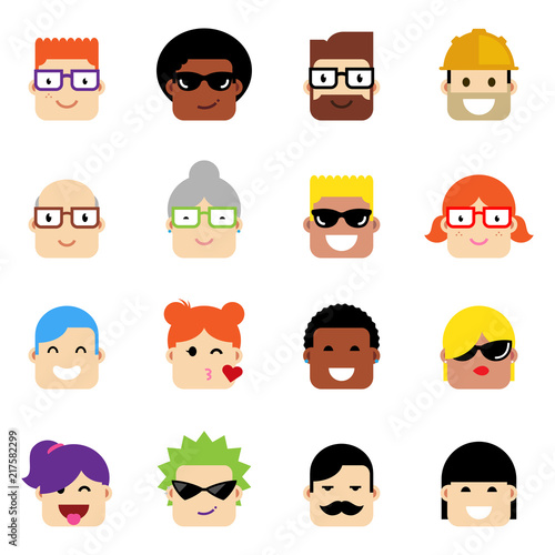 Set of avatars of people of different styles and ages