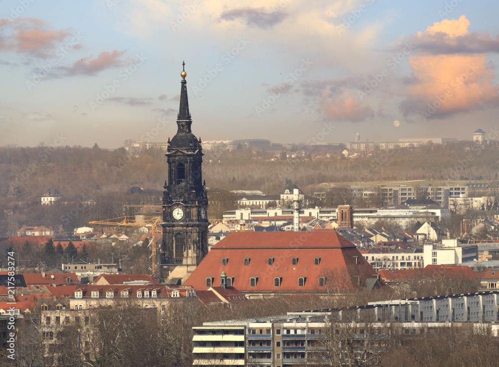 Fototapeta premium The church in Dresden. Air view.