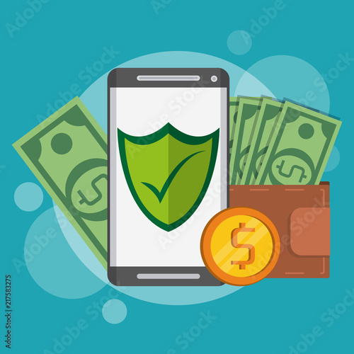 Online shopping from smartphone cartoons vector illustration graphic design