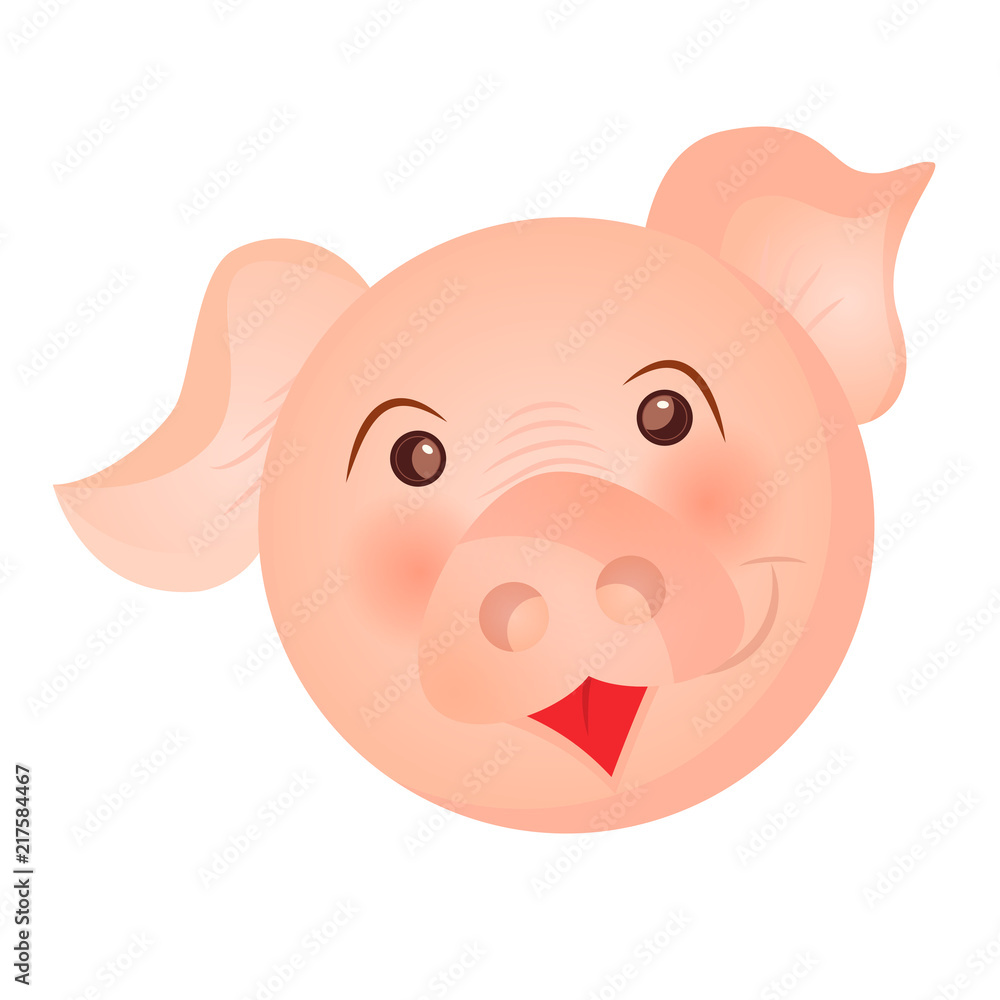 Pig on white background. Christmas holiday. Winter cartoon cute card, Merry christmas banner Pig on white background. Christmas holiday. Winter cartoon cute card, Merry christmas banner