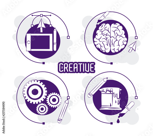 Set of creative design cartoons and icons collection vector illustration graphic design
