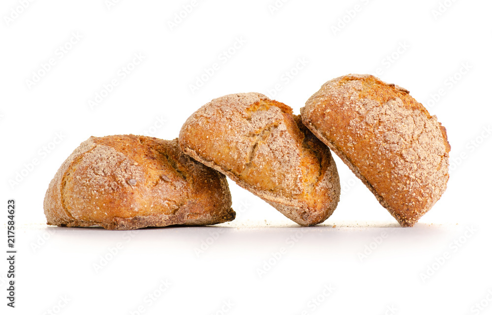 Buckwheat buns bakery on white background isolation