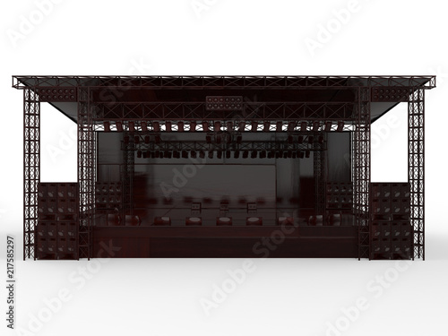 3D render - outdoor wooden concert stage