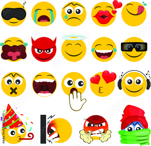 Set of emoticons with different emotions in a flat design. PART 3
