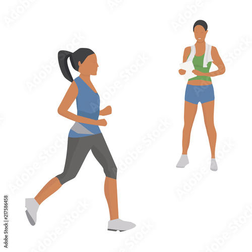 Fitness trener with runner on an isolated background
