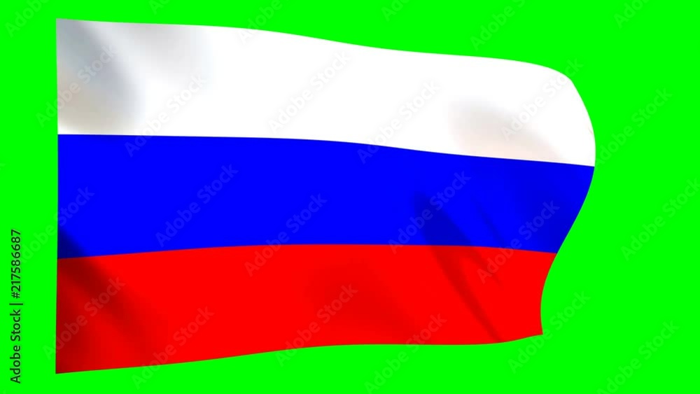 Russian Flag waving in the wind - looped animation on green background. Russian Flag waving in the wind - looped animation on green background.