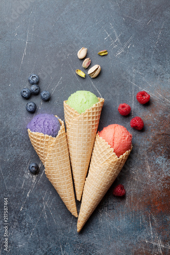 Ice cream with nuts and berries