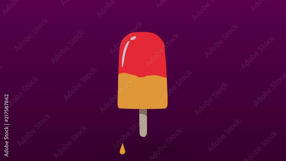Red yellow ice cream liquid animated drops looped stock footage video 
