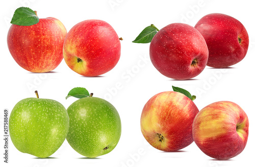 Fresh apples isolated on white background with clipping path