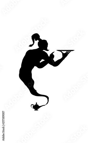 Vector silhouette of an Arabic genie lamp isolated
