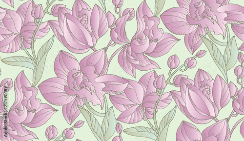 Tender pastel colors orchid floral seamless pattern © galyna_p