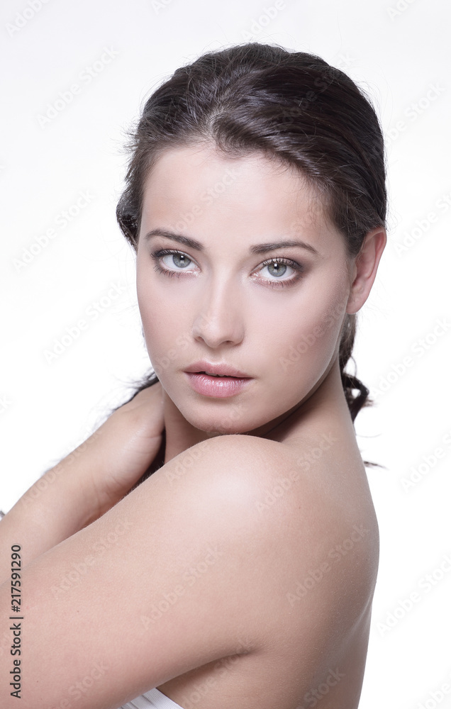 Portrait of a young woman with makeup isolated on white Portrait of a young woman with makeup isolated on white