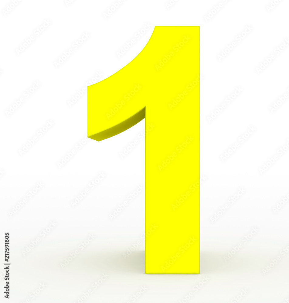number 1 3d clean yellow isolated on white number 1 3d clean yellow isolated on white